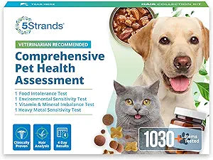 5Strands Pet Food Intolerance, Environmental & Heavy Metal Sensitivity, and Nutritional Imbalance Test, 1036 Items Tested, Cat & Dog Gut Health Test for All Breeds & Ages, Results in 4 Days