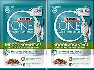 PURINA ONE Adult Wet Cat Food Indoor Chicken in Gravy Pouch 24x70g