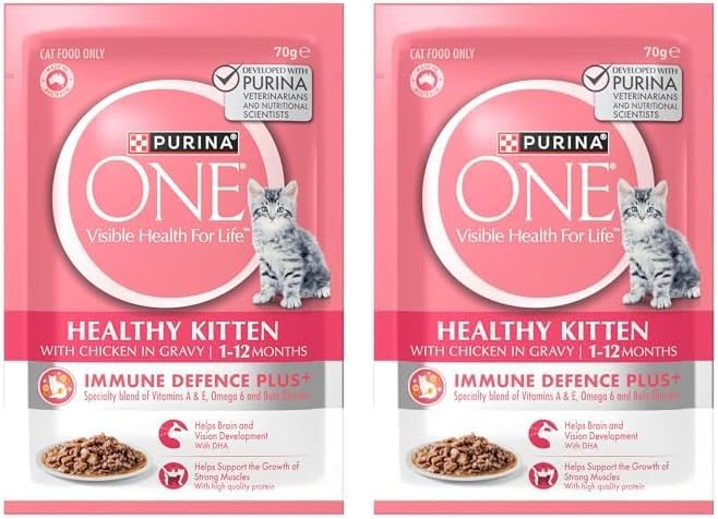 PURINA ONE Kitten Wet Cat Food Succulent Chicken in Gravy Pouch 24x70g