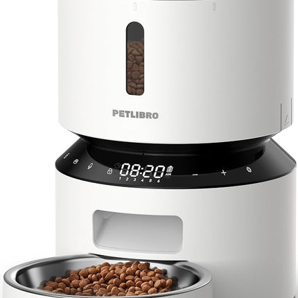 PETLIBRO Automatic Cat Feeder – 3L Programmable Pet Food Dispenser with Freshness Preservation, Timed Portion Control, Voice Meal Call & Dual Power Supply, Healthy Feeding for Cats & Small Dogs White