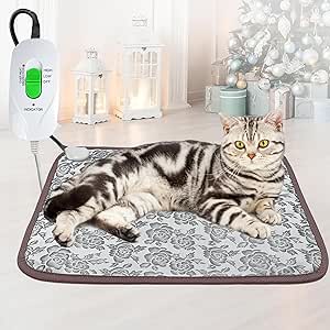 Pet Heating Pad for Dog Cat - 45x45cm Small Heated Pet Bed with Overheating Protect & Bite Resistance Cable