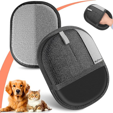 Pet Hair Removal Glove for Dogs & Cats, Newly Upgraded Reusable Electrostatic Pet Hair Glove (Black Gray, Pack of 2)