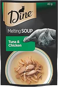 Dine Melting Soup Wet Cat Food Tuna and Chicken 40g Pouch, 12 Pack