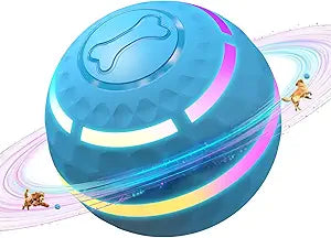 Interactive Dog Toys: Automatic Moving Dog Balls with LED Lights - (Blue)