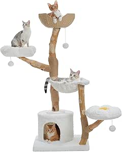 PAWZ Road Solid Cat Tree, Large Cat Tower for Indoor Cats with Large Cozy Hammock (Dia=40cm)