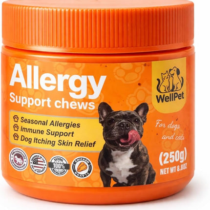 WellPet Allergy Support Chews for Dogs and Cats, Chicken Flavour, Immune Support, Itching Skin Relief, 250g