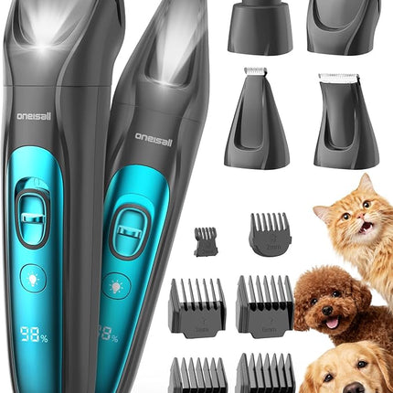 oneisall Professional 4-in-1 Dog Grooming Kit with LED Light