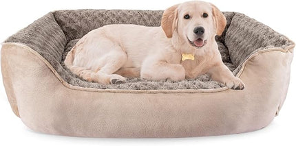JOEJOY Rectangle Dog Bed for Large Medium Small Dogs Machine Washable Sleeping Dog Sofa Bed Non-Slip Bottom Breathable Soft Puppy Bed Durable Orthopedic Calming Pet Cuddler, Multiple Size, Beige
