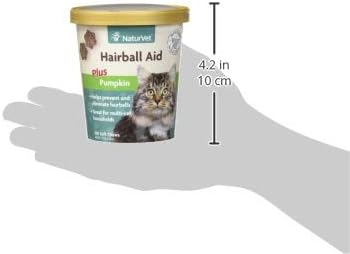 NaturVet – Hairball Aid Supplement for Cats - Plus Pumpkin - 100 Soft Chews