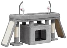 Heybly Cat Tree Extra-Long & Stable 2 Adjustable Scratch Boards, Light Gray