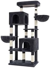 Heybly 173cm Heavy Duty Cat Tower for Large Indoor Cats with 2 Condos, 2 Hammocks, 10 Sisal Scratching Posts, Smoky Gray HCT059G