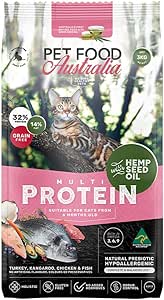 Pet Food Australia Grain Free Kangaroo, Turkey, Ocean Fish & Chicken Dry Cat Food-3kg