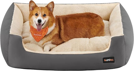 Feandrea Dog Bed, Cosy Dog Sofa Bed with Removable Reversible Cushion, Washable, Raised Edges, Non-Slip Bottom, L