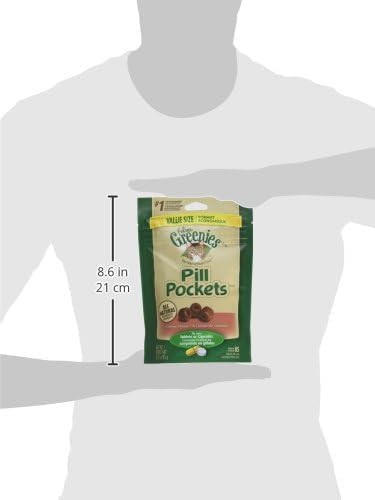 FELINE GREENIES PILL POCKETS for Cats Natural Soft Cat Treats, Salmon Flavor, 3 oz. Pack (85 Treats)