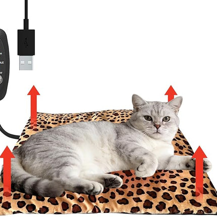USB Heating Pad for Cat Small Dog, 5V Safe Heated Pet Mat with 3-Temp