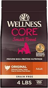 Wellness CORE Dry Dog Food, Small Breed, Grain-Free, High Protein, Natural, Original Turkey & Chicken Recipe, (1.8kg Bag)