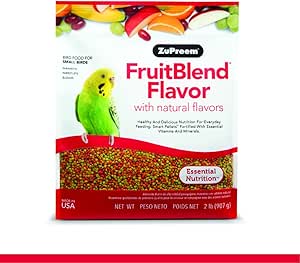 Zupreem Bird Seed, Fruitblend Parrots Food, Daily Bird Food for Dove, Core Nutrition for Small Birds, Made in USA, Parakeet Food, Budgie Food, 907g