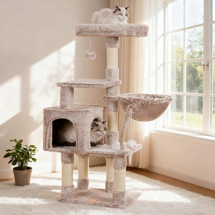 Heybly 110cm Cat Tree with Toy, Cat Tower for Indoor Cats, Muchroom