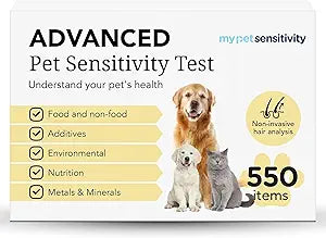 Advanced Allergen Test - At-Home Pet Allergy Test | 550 Items | Quick Results | Non-Invasive Hair Collection | Food, Environment, Nutrient & Mineral Analysis | All Breeds & Ages