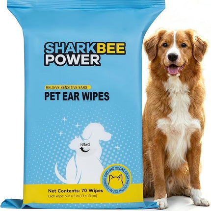 Bamboo Pet Ear Wipes for Dogs & Cats, Gently Clean Dirt, Wax & Odor, Daily Ear Care (70 Wipes)