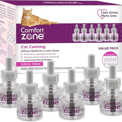Comfort Zone Cat Calming Diffuser Refill, 6 Pack of 30-day refills