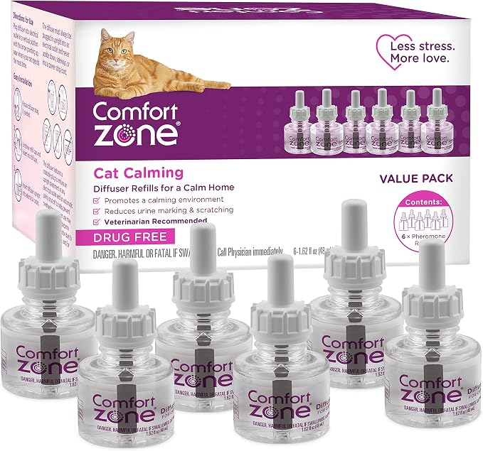 Comfort Zone Cat Calming Diffuser Refill, 6 Pack of 30-day refills