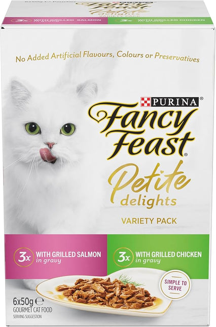 FANCY FEAST Adult Petite Delights Salmon & Chicken Grilled Wet Cat Food 6x50g