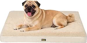 PaWz Dog Bed Mattress for Crate,Soft Sherpa Pet Bed for Medium Dogs,Washable Dog Mattress Mat with Removable Cover,Non-Slip Base,Waterproof Liner,White
