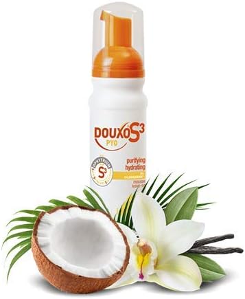DOUXO S3 PYO Mousse | Waterless Antibacterial & Anti-Yeast Mousse For Dogs | Leave-On DOUXO S3-PYO Mousse | Chlorhexidine For Dogs | No Rinse No Bath Mousse For Dogs | Hypoallergenic Fragrance | 150ml
