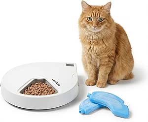 Cat Mate C500 Automatic 5-Bowl Pet Feeder with Digital Timer for Wet and Dry Pet Food, for Cats and Small Dogs, 5 Meals up to 330g Each, with Twin Ice Packs for Food Freshness – White
