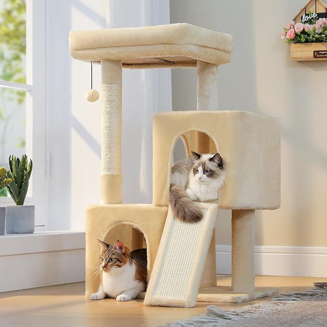 PAWZ Road 30" Cat Tower, Small Cat Tree with 2 Condos for Indoor Cats