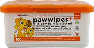 Petkin Paw Wipes with Paw Balm Protectant, 100 Count
