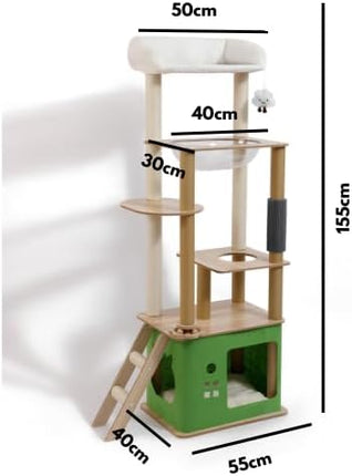 Cat Tree, Cat Tower with Scratching Post, Multi-Level Climbing Tower, Pet Condo House Furniture with Hemp Rope-Wrapped Posts, (160cm)