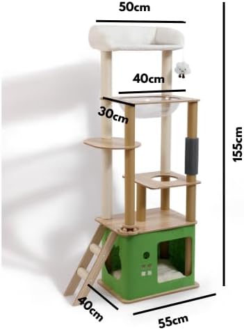 Cat Tree, Cat Tower with Scratching Post, Multi-Level Climbing Tower, Pet Condo House Furniture with Hemp Rope-Wrapped Posts, (160cm)