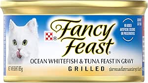 Fancy Feast Grilled Adult Wet Cat Food Grilled Ocean Whitefish & Tuna Feast in Gravy 24x85g