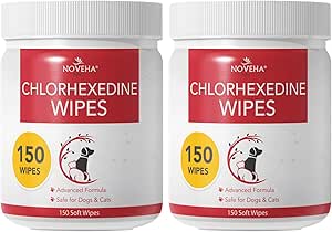 NOVEHA Pet Wipes - Formulated Pet Wipes - for Facial and Finger Folds, Underarms - 3" x 2" Size (300 Counts)