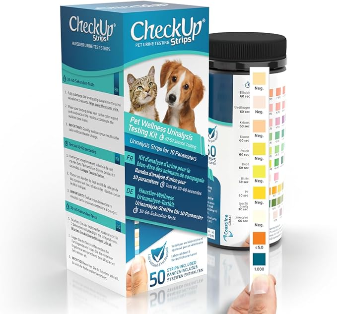 CheckUp Dog and CAT Urine Testing Strips for 10 PARAMETERS 50pk
