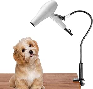 Dog Pet Grooming Table Hair Dryer Stand Holder Hands, Hands-Free Pet Hair Dryer Holder Arm, 360° Rotatable Lazy Hair Dryer Clip