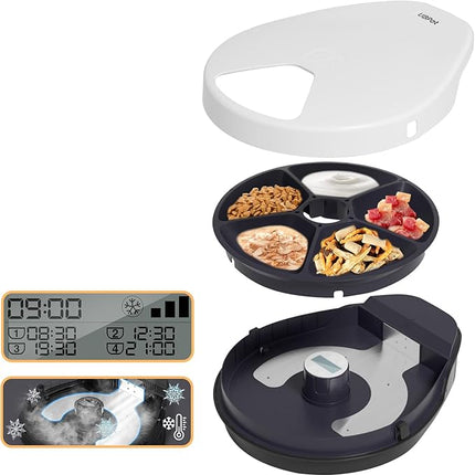 Automatic Cat Feeder Wet Food with Cooling, Semiconductor Refrigeration Technology, Timing Function Automatic Cat Feeder