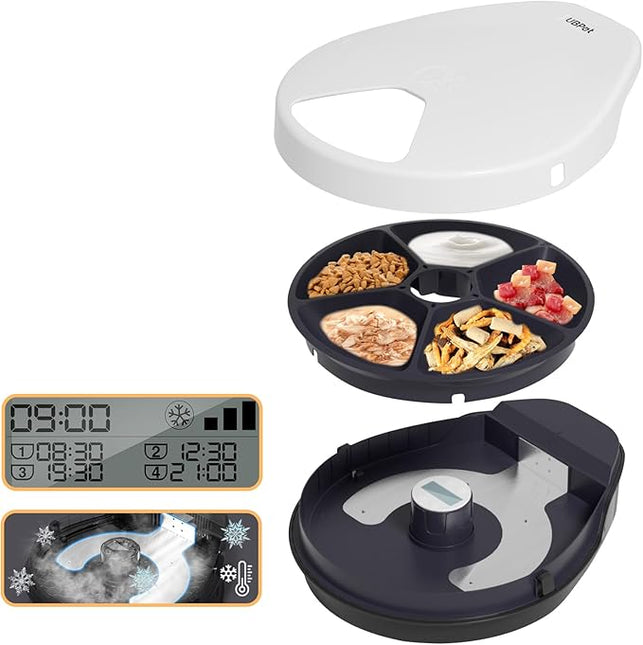 Automatic Cat Feeder Wet Food with Cooling, Semiconductor Refrigeration Technology, Timing Function Automatic Cat Feeder