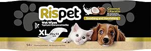 54 x Extra Large Extra Large Coconut Keratin Cleaning Wipes for Dogs, Cats and Pets