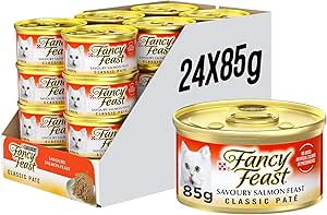 Fancy Feast Classic Paté Adult Wet Cat Food Savoury Salmon Feast 24x85g