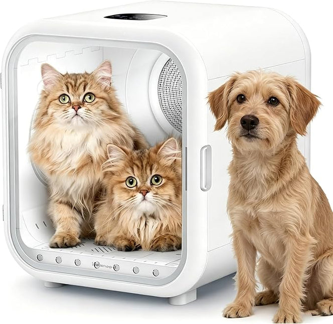 62L Dog Dryer Box, 360° Efficient Automatic and Quiet Cat Pet Dryer Box with Smart Temperature Control, Ideal for Cats and Medium Dogs (white)