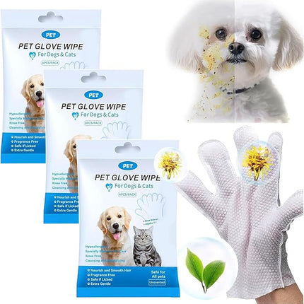 Mumoo Bear 18PCS/3PACK Cleaning Wipes Gloves for Dog and Cat,Pet Bathing Wipes Cleaning & Deodorizing