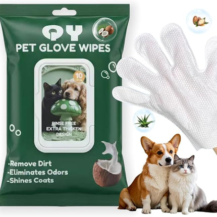 Pet Washing Glove Wipes with Lid | Extra Thick Grooming Gloves for Dog & Cat | 10PCS