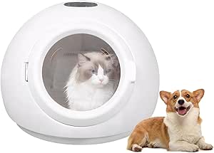 PeiQi Automatic Pet Dryer Box,55L Portable Drying Station for Cats and Small Dogs Ultra-Quiet Hair Grooming Machine,Smart Temperature Control, 360° Rapid Drying‌(55L Circle)