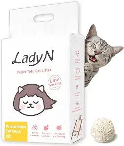 Lady N Cat Attract Tofu Cat Litter, Calming Pheromone Low-Track Pellet 9lb