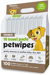 Petkin Dog Cat Oatmeal Wet Sheets Travel Pack of 10