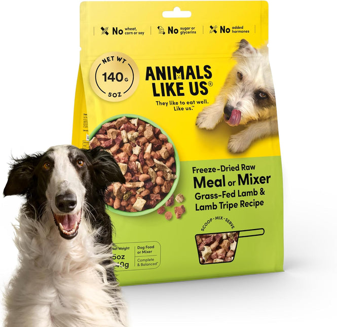 Freeze-Dried Raw Dog Meal Mixer Grass-Fed Lamb and Tripe 140g — Single Protein, Non-GMO, NZ Sourced