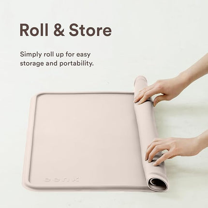 Pee Pad Tray Holder for Dogs - No Spill Raised Lip High Edge Silicone Mat, Extra Thick and Non-Slip for Indoor Floor Protection, Fits Up To 25 x 25 in. Square Potty Training Pads (Large, Beige)
